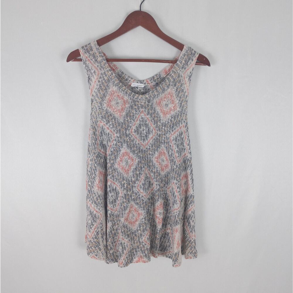 Blu Pepper Shirt‎ Juniors Small Multicolored Knit Tank Top Scoop Neck Geometric